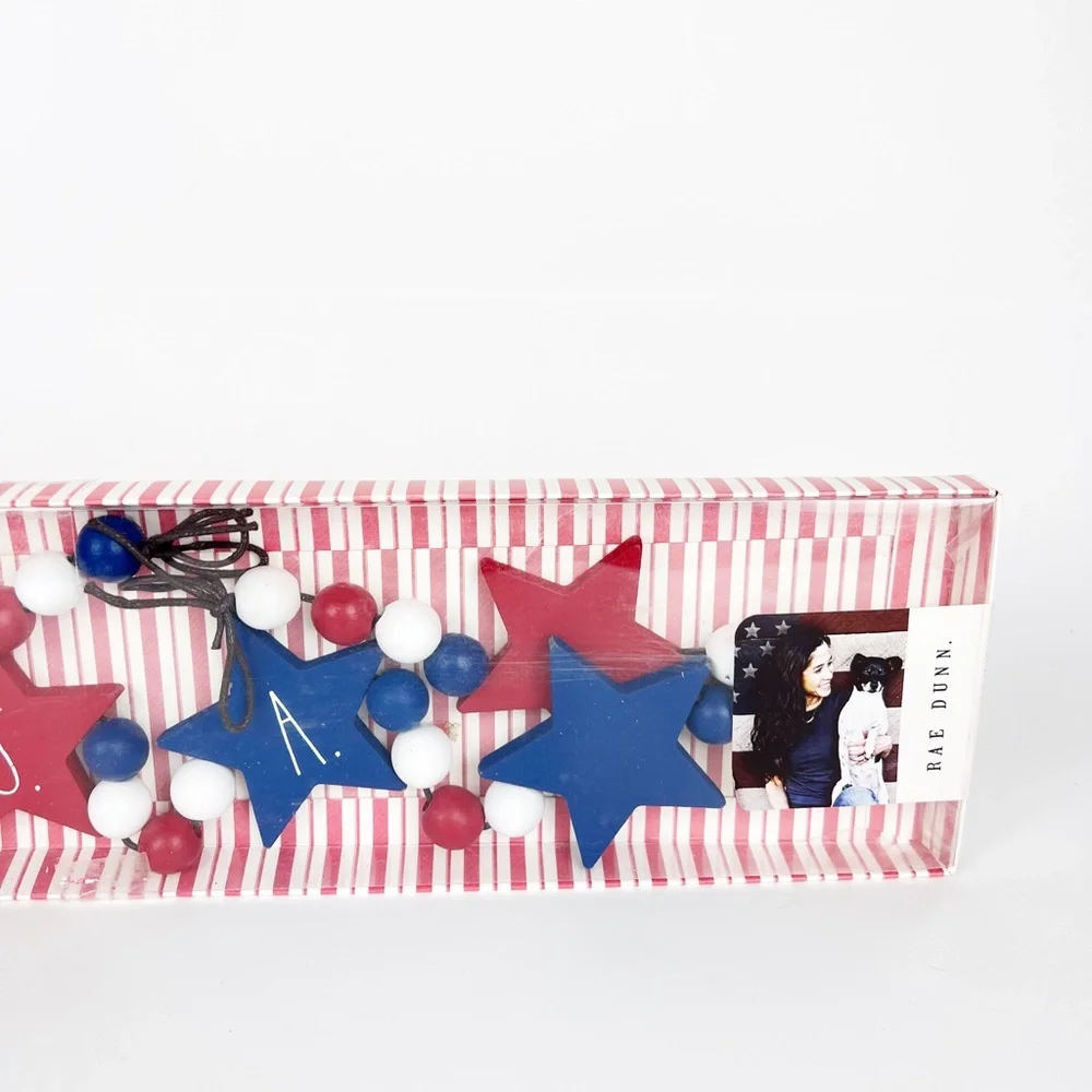 Set of 2 Rae Dunn USA July 4th Red White Blue Stars 45